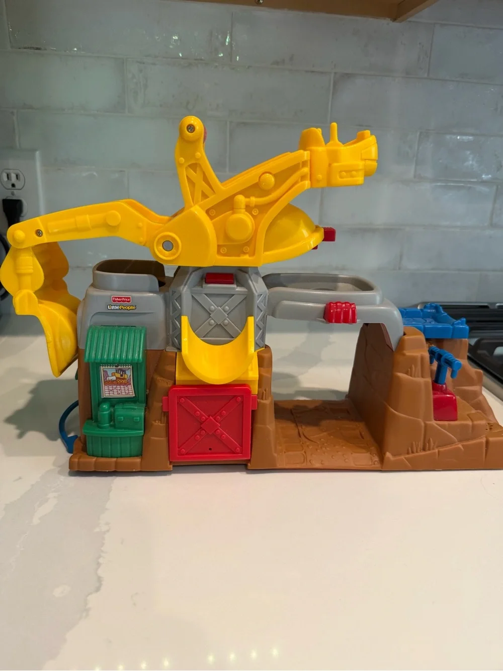 Fisher-Price Yellow Excavator and Play Garage with Red and Green Accents